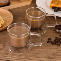 Mug à café en verre à double paroi, tasse isolée transparente avec poignée pour expresso, latte, thé