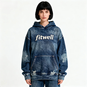 Stonewashed hoodie tùy chỉnh thêu 100% cotton áo thun Heavyweight Chất lượng cao Thiết kế của riêng bạn - Product Image 2