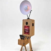 Cabina de Fotos de Madera Vintage de Doble Cara, Compatible con Cámaras DSLR, SLR y iPad con Pantalla Táctil, WiFi, Impresión Instantánea para Bodas y Fiestas