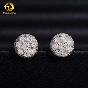 <span class=keywords><strong>Orecchini</strong></span> Hip Hop in <span class=keywords><strong>Argento</strong></span> Sterling 925 con Moissanite, Certificato GRA, Chiusura <span class=keywords><strong>a</strong></span> Vite, Forma Semi Sferica, per Uomo e Donna - Product Image 1