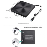 Unità DVD esterna USB 3.0 + USB-C CD masterizzatore CD/DVD +/-RW unità ottica, sottile DVD portatile CD ROM Rewriter duplicatore