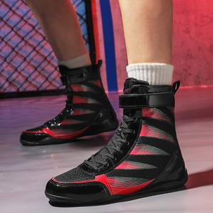 Chaussures de lutte et de boxe pour hommes, dessus en cuir véritable, semelle extérieure en caoutchouc, doublure en mesh pour la musculation et le kickboxing - Product Image 6