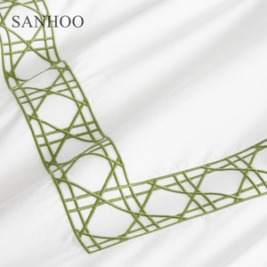 SANHOO Bộ Ga Giường Màu Trắng Không Vết Bẩn 5 Sao Khách Sạn Living Bộ Ga Giường Vải Seersucker Kết Cấu - Product Image 2
