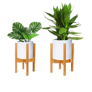 Soporte cilíndrico de madera maciza para plantas, soporte para macetas blancas, estante para flores de interior y exterior, soporte de almacenamiento para plantas - Product Image 1