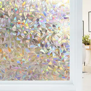 Ambachtelijke Regenboog Decoratieve Raamfolie Privacy Gebrandschilderd Glas Vinyl Zelfklevende Film Statische Huishoudisolatie Raamsticker