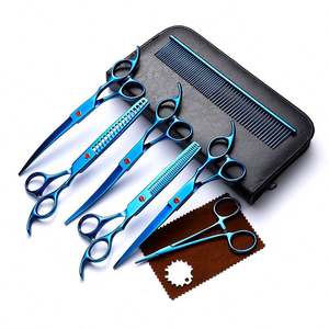 Kit de Tijeras de Peluquería Canina KingHon, con Punta Redonda de Seguridad, de Acero Inoxidable, para Recortar y Adelgazar el Pelo de Mascotas, con Tijeras Rectas y Curvas - Product Image 3