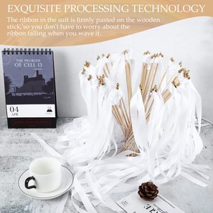 ริบบิ้นผ้าไหมสีขาวประดับระฆัง 100 ชิ้น สำหรับงานแต่งงาน รุ่น SP-31 - Product Image 4