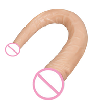 Offre Spéciale noir Double tête gode peau pénis pour les femmes réel sentiment adultes plaisir artificiel Extra Long gode jouets sexuels