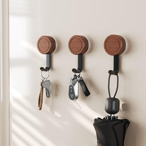 ตะขอแขวนผนังไม้ทรงกลมแบบติดผนังด้วยตัวเอง สำหรับแขวนเสื้อโค้ท ใช้ในบ้าน ห้องครัว ห้องน้ำ สำหรับจัดเก็บและจัดระเบียบ - Product Image 2