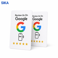 Étiquette NFC personnalisée en PVC blanc SIKA pour avis Google, signalétique de notations, comptoir de magasin, réception, collecte de commentaires clients