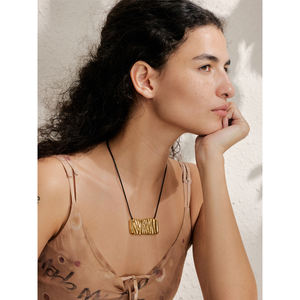 JINYOU 2210 declaración 80cm tendencia libre de deslustre joyería larga PU cuero Acero inoxidable rectángulo colgante moda babero collar - Product Image 5