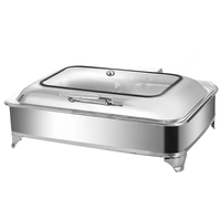 Conception de logo personnalisé économique en acier inoxydable grand ensemble de chauffe-plats buffet avec plats en verre
