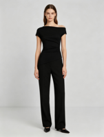 Atasan Wanita Putih Asimetris Off-Shoulder Slim Fit 2026, 100% Katun Rajut Lembut dan Elastis, Ramah Lingkungan, Elegan, Kasual, Cocok untuk Musim Panas