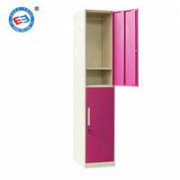Casiers à 2 portes en métal en acier Porte simple Armoire à vêtements à 2 niveaux en acier avec tige de suspension