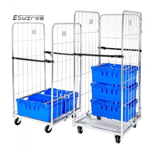 Esoon tùy chỉnh Lưu trữ Giao thông vận tải mạ kẽm Wire Mesh gấp kim loại cán giỏ hàng xe đẩy - Product Image 5