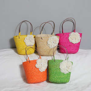 Bolso de playa de verano al por mayor con decoración floral, asa superior, bolso de mano portátil con diseño de moda para viajes de verano - Product Image 2