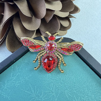 Broche Abeille Style Porcelaine Rétro Émail Strass Épingle de Revers Insecte Classique Chinois Floral Abeille Miel Corsage