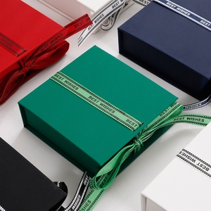 Custom Eco <b>Black</b> Green Square Shape Paper Cardboard <b>Gift</b> Packaging Jewelry <b>Box</b> with Ribbon - Product Image 6
