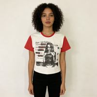 T-shirt court sexy pour femme, style Y2K personnalisé, patchwork à carreaux, impression DGT, contraste de couleurs, coupe ajustée