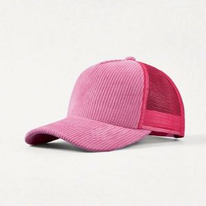 Nueva Gorra Trucker de 5 Paneles de Pana de Alta Calidad, Color Sólido, Malla Transparente, Gorra Trucker Personalizable con Cierre a Presión para Invierno - Product Image 1