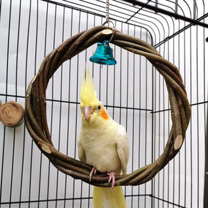 Jouet pour oiseaux perroquets en <span class=keywords><strong>bois</strong></span>, <span class=keywords><strong>anneau</strong></span> suspendu en forme de boule, longue durée, pour mâcher les fleurs, soulager l'ennui - Product Image 6