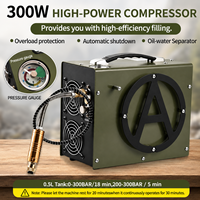 Compresor de Aire PCP AIRMEGA Verde de Alta Presión 4500psi/300bar/30mpa 110V DC con Ventilador de Enfriamiento y Apagado Automático 12V para Buceo y Paintball