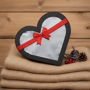 High quality gift <b>box</b> with <b>black</b> heart-shaped transparent window design, customizable according to needs - Product Image 6