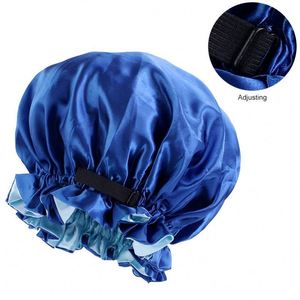 Bonnet de nuit en satin de soie double couche réglable avec logo personnalisé, bonnet de sommeil en velours à marque privée - Product Image 4
