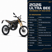 Nouvelle Moto Électrique Tout-Terrain 2026 24.5kW 95km/h 74V 60Ah 520N.m Enduro Motocross Adulte Course