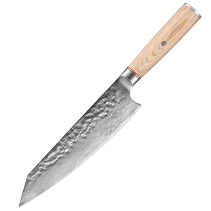 Couteau de chef Kiritsuke en acier Damas, 67 couches, 10Cr15CoMoV, lame martelée, manche en bois, couteau de cuisine japonais tranchant - Product Image 1