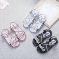 Sandales personnalisées pour enfants OEM ODM avec strass et motif floral, sangle réglable, semelle antidérapante, directement de l'usine pour les détaillants de chaussures pour enfants