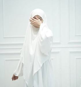 R-353 Alta Qualidade 2 Camadas Khimar Crepe Jazz Mulheres Abaya Algodão ODM Vestido Islâmico com Hijab para Jilbab Oração - Product Image 3