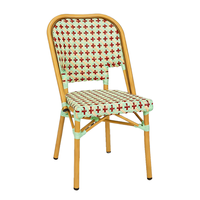 Table et chaises de bistrot modernes en panneaux gris, résistantes à l'eau, en rotin, avec structure en aluminium thermolaqué, pour patio, jardin, restaurant français, hôtel