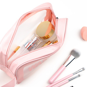 OEM sacchetto di viaggio di alta qualità PVC/Pu wc per la bellezza rosa cosmetico chiaro borsa stile di moda con chiusura a cerniera per il trucco <span class=keywords><strong>Stor</strong></span> - Product Image 2