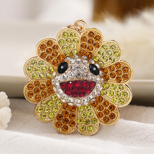 Nouvelle Tendance 2025 : Porte-clés Tournesol Scintillant Style Murakami avec Strass, Breloque de Sac, Accessoire de Mode Multicolore – Vente en Gros - Product Image 5