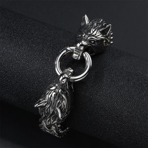Usine en gros nordique Viking 316L bracelet hip hop bracelet tête de loup bracelet dominateur cadeau pour hommes - Product Image 2