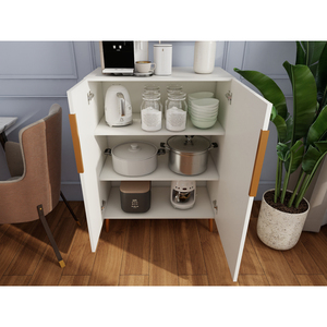 Modern White Sideboard Cabinet With Gold Handles <b>For</b> Kitchen Dining Room Furniture Organizer - Product Image 6