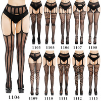 KTS536 Vente en gros OEM de lingerie sexy haut de gamme, bas résille en dentelle avec porte-jarretelles, collants pour femmes