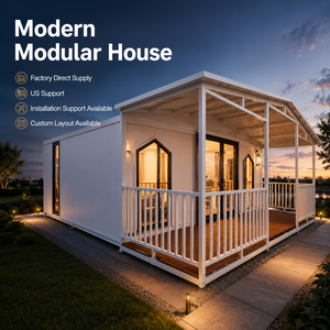 บ้านสำเร็จรูป NewGen Tiny Homes สีขาวทันสมัย ผนัง EPS แซนด์วิช พร้อมระเบียง ดีไซน์ทรงสี่เหลี่ยมผืนผ้า สำหรับใช้เป็นสำนักงาน รับประกัน 5 ปี - Product Image 1