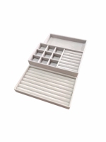 Bandeja organizadora de almacenamiento de joyas de terciopelo gris, cajas de tela para anillos, cuentas, pendientes, brazaletes, juegos de accesorios, para compras de arena