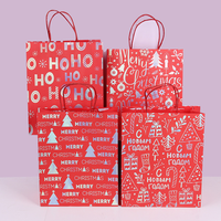 Sac en papier kraft à motif imprimé personnalisé, emballage cadeau brun rouge, sac en papier écologique joyeux noël, Offre Spéciale