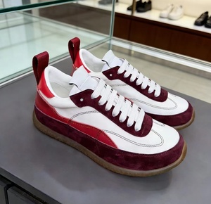 Designer MC Sneakers Retro Burgundy <b>White</b> Colorblock Low Top Lace-<b>Up</b> Casual Shoes Luxury Streetwear Trainers - Product Image 1