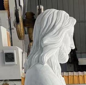 <b>White</b> Marble Stone Life Size Jesus Christ Figurine Religious and Sheep on a Park Jesus Christ Life Size Jesus on a - Product Image 5