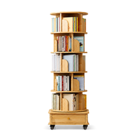 Bibliothèque rotative avec tiroir inférieur, tour de bibliothèque mobile pour enfants, adultes et étudiants