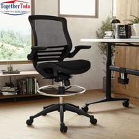 Chaise de bureau ergonomique moderne et confortable en tissu maillé, pivotante, réglable en hauteur, avec base chromée, pour usage commercial et populaire