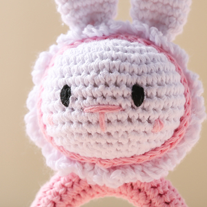 RTS doux infantile divertissement lapin <span class=keywords><strong>hochet</strong></span> Crochet dentelle <span class=keywords><strong>bois</strong></span> jouet pour dentition bébé hochets - Product Image 5