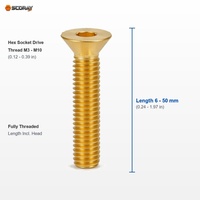 Sekrup Kepala Soket Hex Countersunk Kuningan DIN 7991 M3 M4 M5 M6 M8 M10 6mm-50mm Sekrup Mesin Kepala Datar Metrik