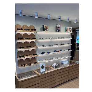 Aménagement intérieur d'un magasin d'<span class=keywords><strong>opticien</strong></span> : Vitrine à lunettes en bois é<span class=keywords><strong>l</strong></span>égante avec éclairage LED et tiroirs - Product Image 1