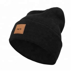 <b>Mens</b> Custom Beanie Leather Patch Wholesale Plain Knitted Beanie Skull Cap,beanie <b>Hats</b> - Product Image 1