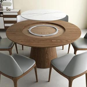 Mesa de Comedor Moderna Contemporánea de Madera de <span class=keywords><strong>Nogal</strong></span> Macizo con <span class=keywords><strong>Centro</strong></span> Giratorio para Hotel, Restaurante y Hogar, Hecha a Mano y Ecológica - Product Image 5